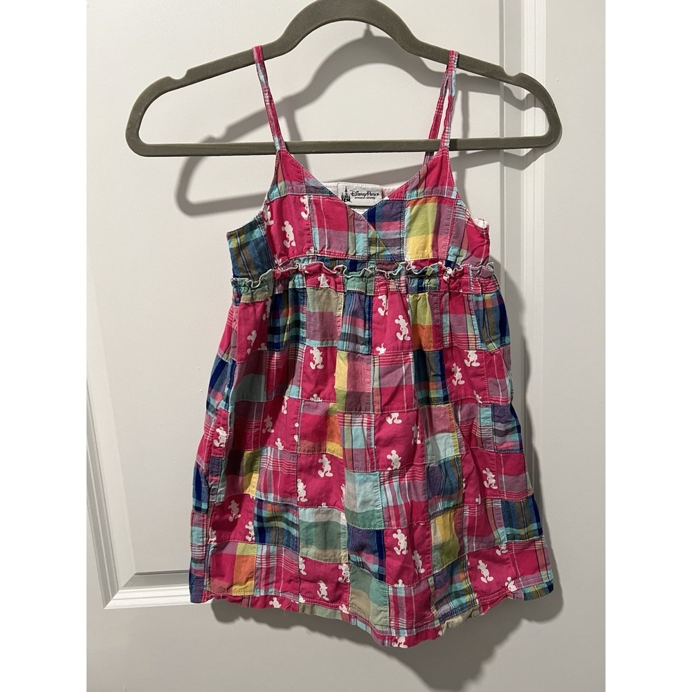 Walt Disney Size S (Kids) Pink Mickey Mouse Plaid Patchwork Dress